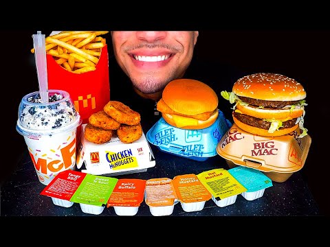 ASMR MCDONALD'S CHICKEN NUGGETS MUKBANG OREO MCFLURRY FILLET FISH BIG MAC FRIES EATING SHOW SOUNDS
