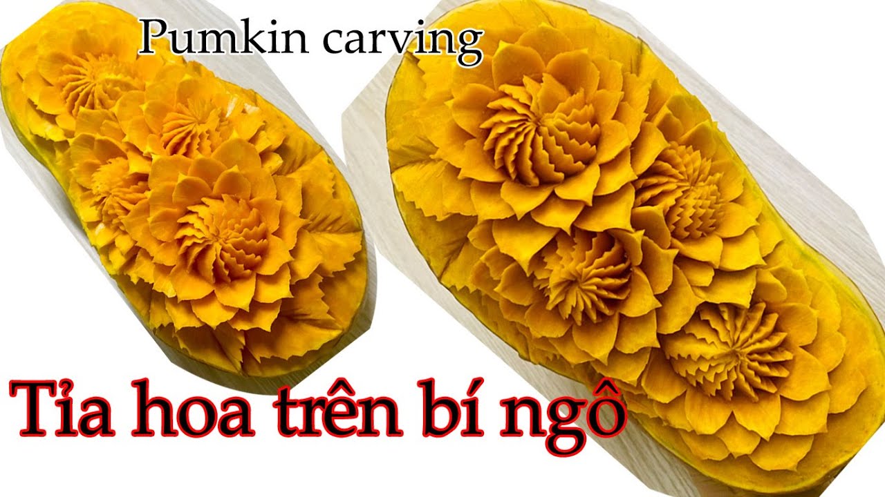 Tỉa hoa trên bí ngô / pruning flowers on pumpkins / pumkin carving