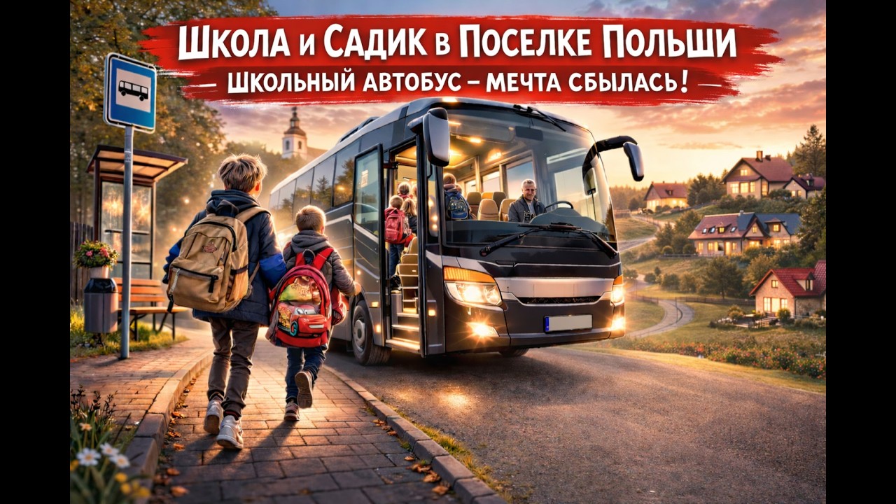 Школа и садик в поселке Польши. Школьный автобус - мечта сбылась. #польша #szkoła #polska #школа