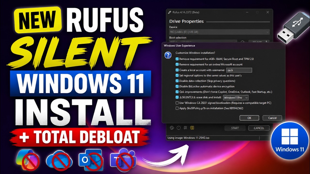 Windows 11 Installation Using Rufus Rufus Just Made Windows 11 Install Better (Silent Install + Debloat ...