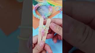DIY - How to make Rainbow Loom Bracelet with IceCream Stick  - EASY TUTORIAL  #Shorts
