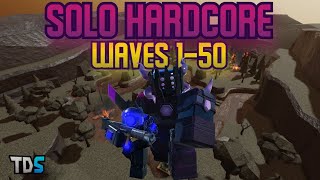 TDS Solo Hardcore Waves 1-50 - Tower Defense Simulator Roblox