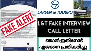 Larsen & Toubro Fake interview call letter|L&T Fake call letter| Job notice scam in india