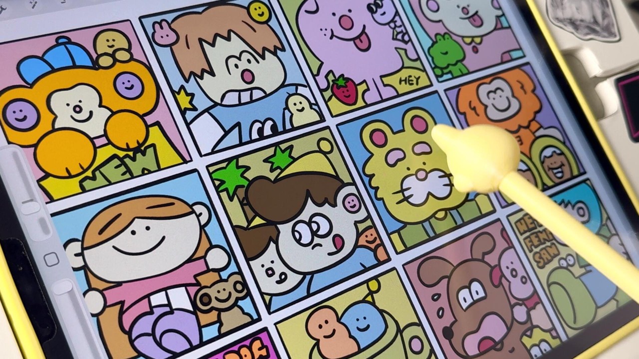 Cozy iPad Art: Drawing 12 Kawaii Stickers 🛏️ ASMR Coloring Process (No Talking)