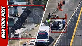 Moment Giant Billboard Collapses Onto Road, Killing Driver in Mexico