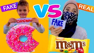 تحدي رانو وخلودة  (تحدي أكل حقيقي ضد أكل مزيف)original vs fake