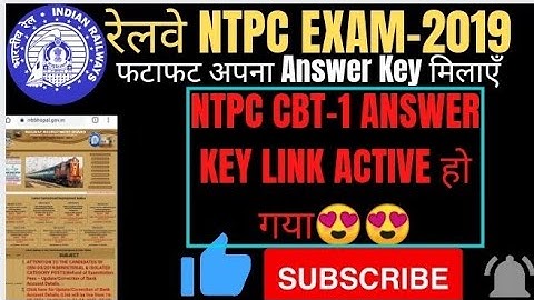 RRB NTPC CBT-1 ANSWER KEY LINK ACTIVATED
