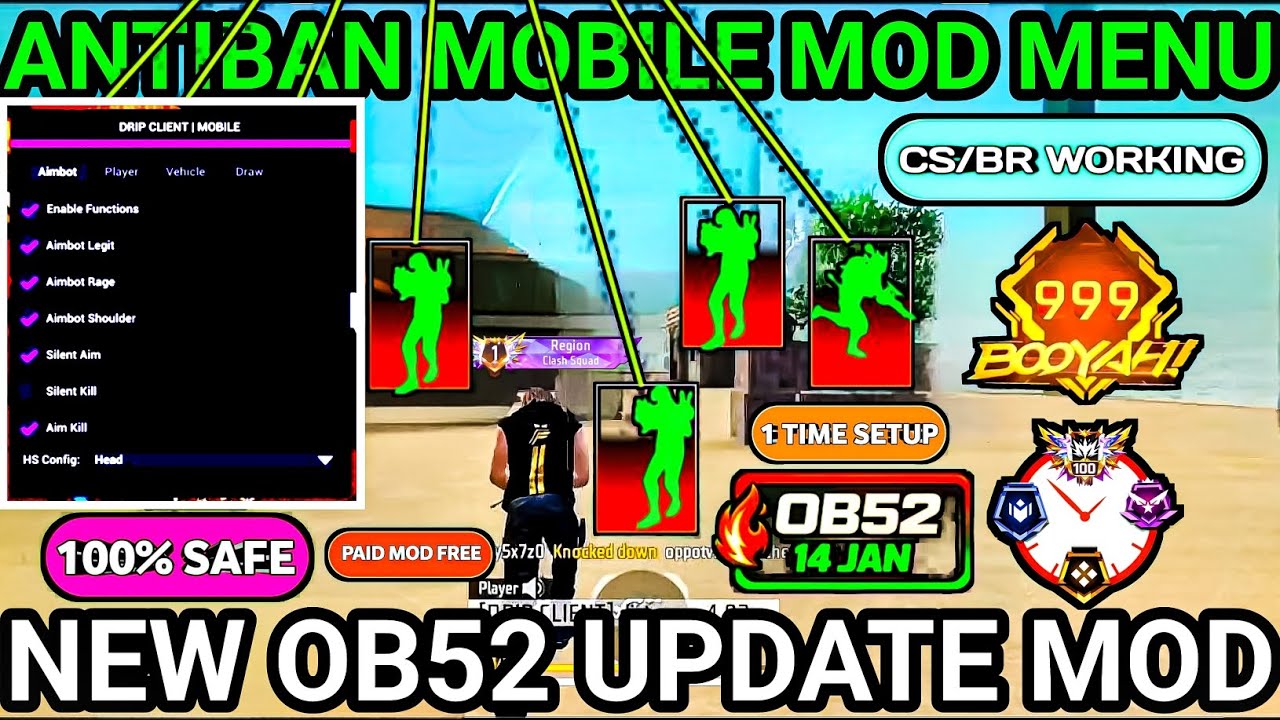 😱 Free Fire OB52 Antiban Headshot Panel 🔥 | Mod Menu + Injector OB52 100% Safe ✅ | 