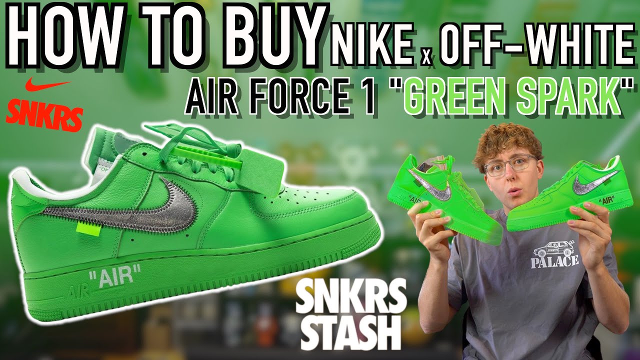 Off White X Nike Air Force 1 Low Brooklyn Sz 12 Green Spark No Box 