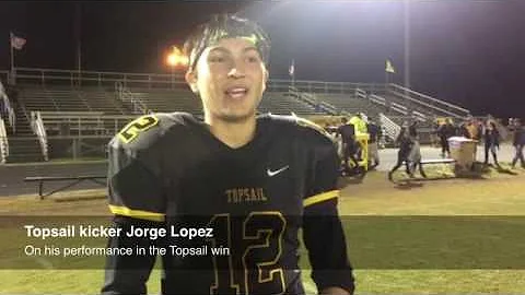Topsail coach Wayne Inman and kicker Jorge Lopez r...