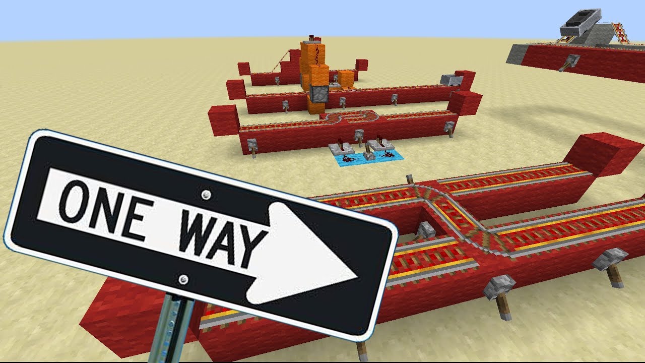 Minecraft Redstone Tutorial: One Way Rails - YouTube