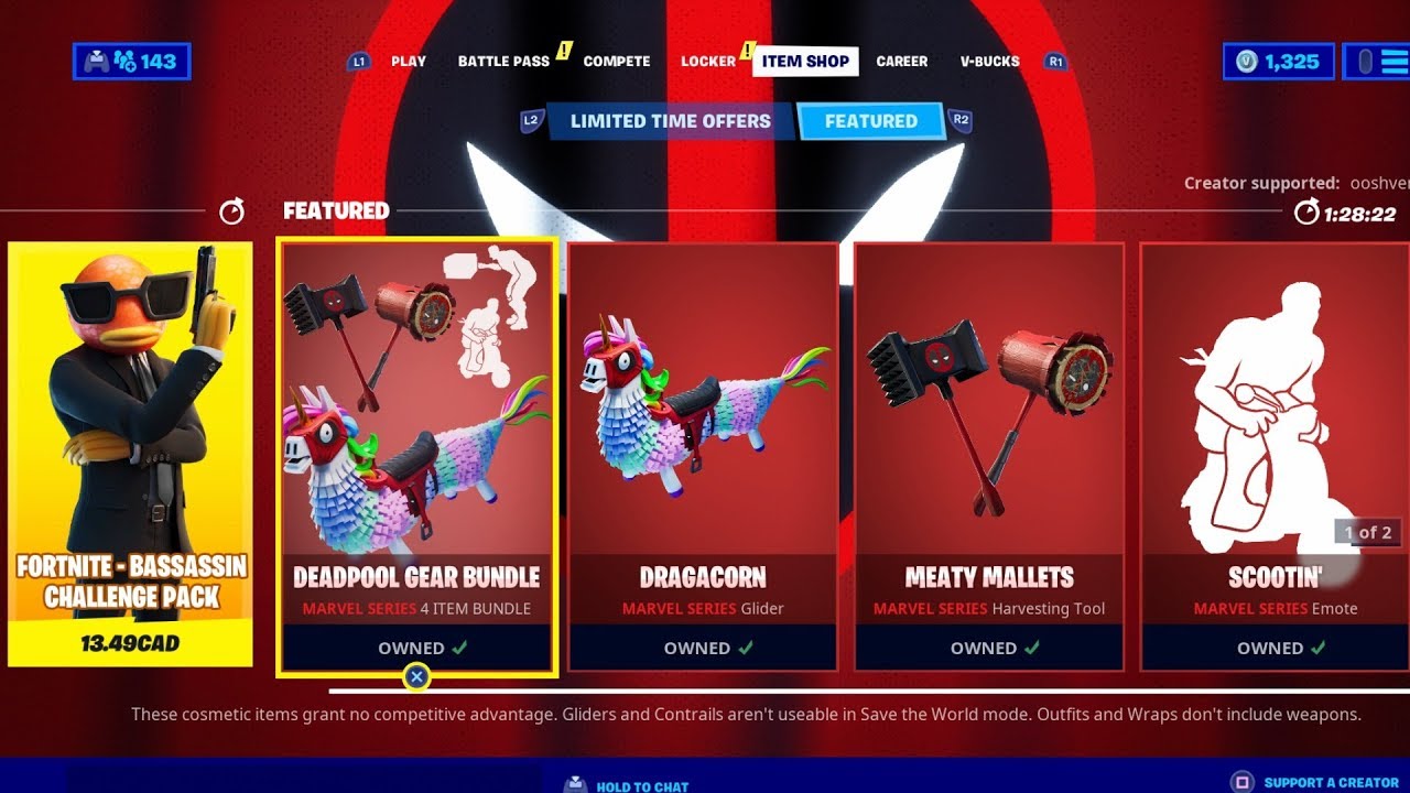 DEADPOOL EMOTE *NEW* FORTNITE ITEM SHOP UPDATE LIVE April 3 2020
