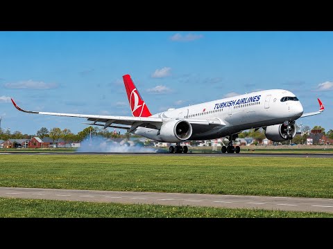 (4K) LOVELY Plane Spotting at Schiphol - 13 Airlines Flying the A350 to Amsterdam!