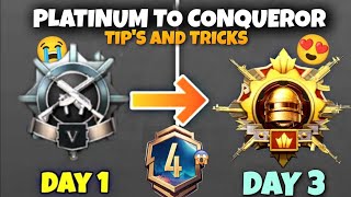 C5S15 From Platinum To Conqueror 🔥 Tips And Tricks 100% Working  | PUBGM