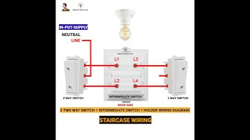 2 Two Way Switch 1 Intermediate Switch Wiring Diagram #staircasewiring #short #viralvideo