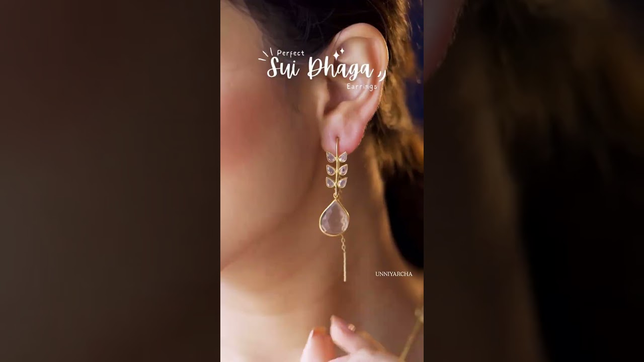 92.5 Sterling Silver Polki Sui Dhaga Earring