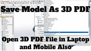 Save Solidwork model as 3D PDF || Open 3D PDF in Mobile