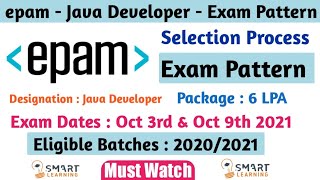 Epam Latest Exam Pattern For Java Developer | epam Selection Process 2021 | Smart Learning