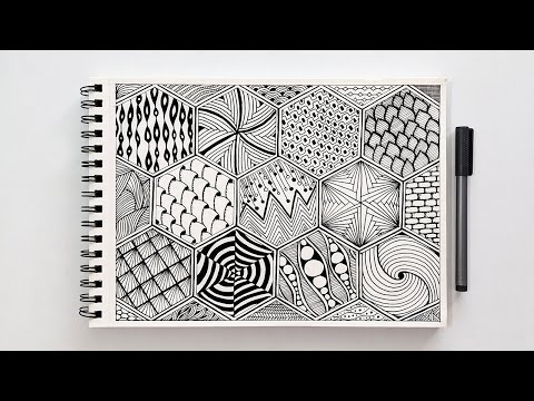 Easy Doodle Hexagon Patterns | Zentangle Art | Zendoodle Art | Step by ...
