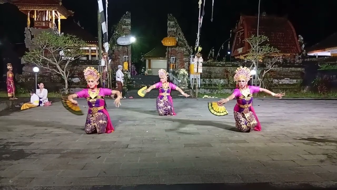 Tari Kembang Girang ring pujawali Pura Gede Petitengen Desa Selanbawak, Kec Marga, Kab Tabanan