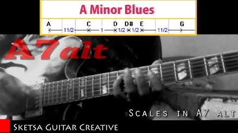 A7 A Lydian Dominant + Minor & Mayor Blues scales