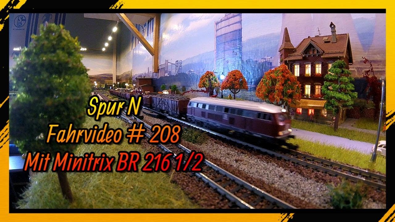 Spur N 1:160 Modelleisenbahn Digital Fahrvideo # 207 Mit Minitrix BR 216 1/2 Über 30 Jahre alt!
