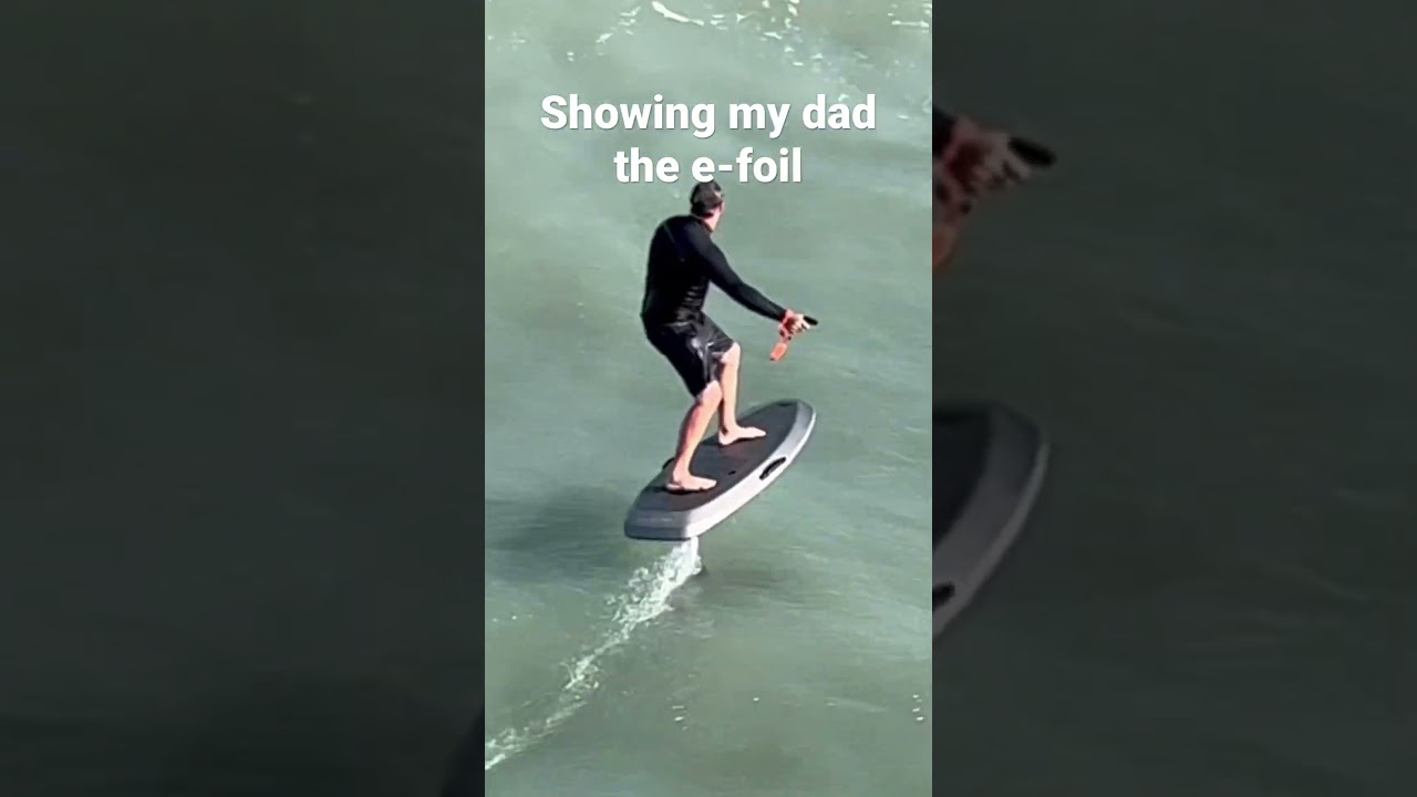Showing my dad new technology on the WayDoo efoil. Electric surfboard hydrofoil in Cocoa Beach FL.