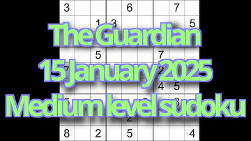 Sudoku solution – The Guardian 15 January 2025 Medium level