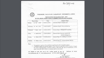 B. Com. Part 2nd Year & (Hons.) Exam Time Table 2018 || Exam Date Sheet || MDSU Ajmer