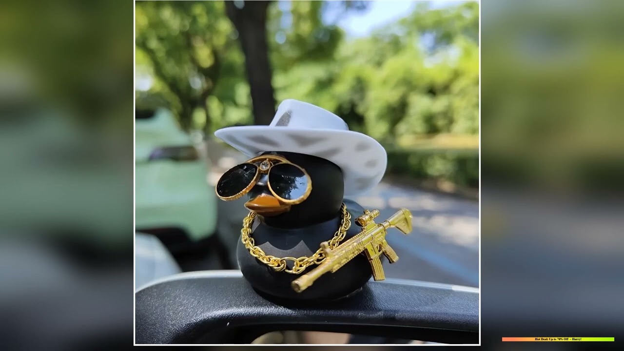 1PC Cowboy Hat Black Duck Car Decoration Rear View Mirror Decoration Trend Alert