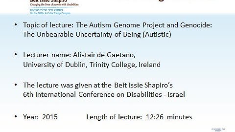 Alistair de Gaetano: The Autism Genome Project and Genocide