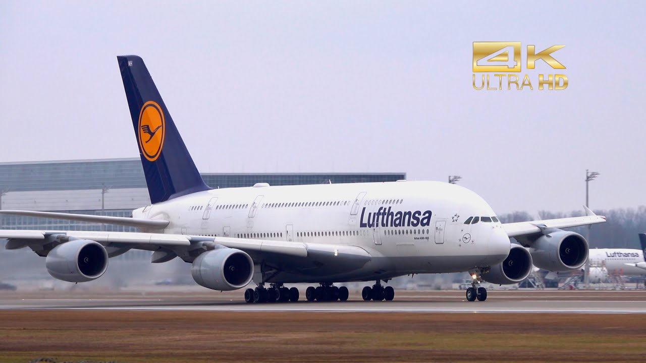 Airbus A380-841 from Lufthansa D-AIMH departure at Munich Airport MUC EDDM