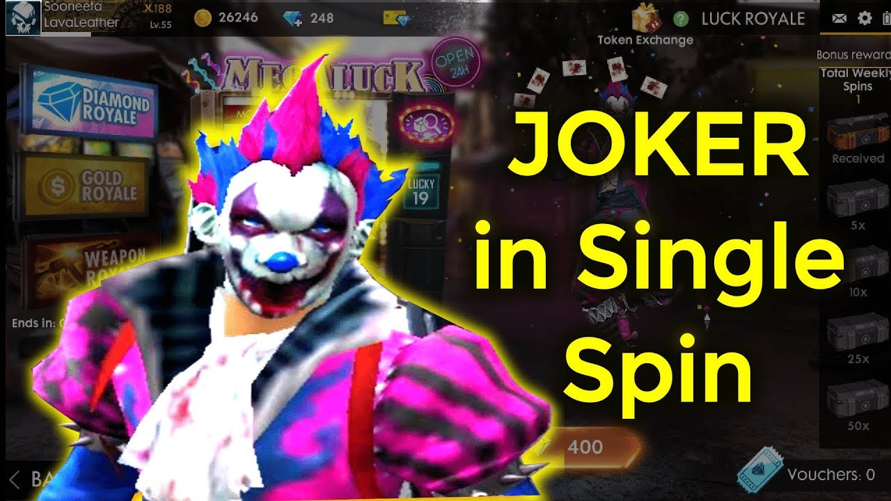 Free Fire Joker Night Clown Bundle In Single Spin Diamond Royale Akshayakz YouTube