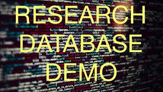 GG700/800 Part 2.2: Research Database Demo