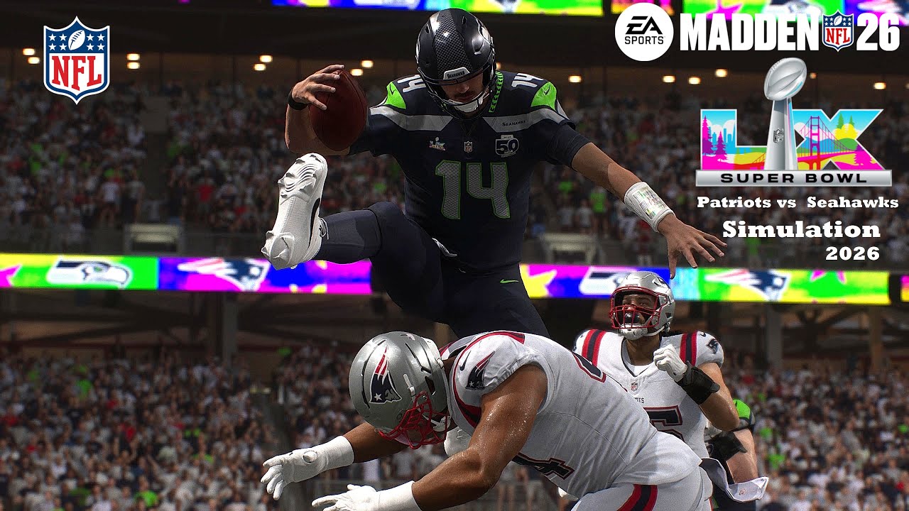 Madden 26 Super Bowl 60 New England Patriots vs Seattle Seahawks Simulation 2026 PS5 Game Play