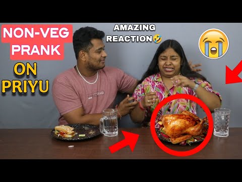 NON-VEG 🍗 EATING PRANK ON PRIYU| AMAZING REACTION🤣| BJ FOOD CHANNEL