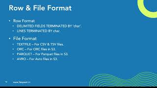 Athena 3.  Athena SerDe, File & Row format