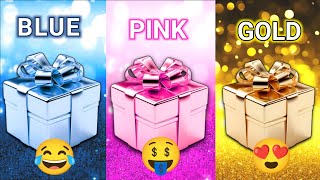 choose your gift pink,blue,gold #quiz #giftchallenge #gift #pickonequiz #giftbox #escolhaumpresente