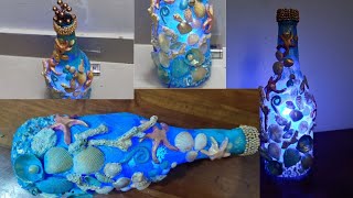 Ocean bottle art | bottle  decoration with sea shells|Bottle Art|DIY| Bottle lamp #oh!my creative