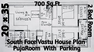 20×35 House Design,20×35 Ghar Ka Naksha,2Bhk With Parking,South Face Vastu House Plan,Makan KaNaksha