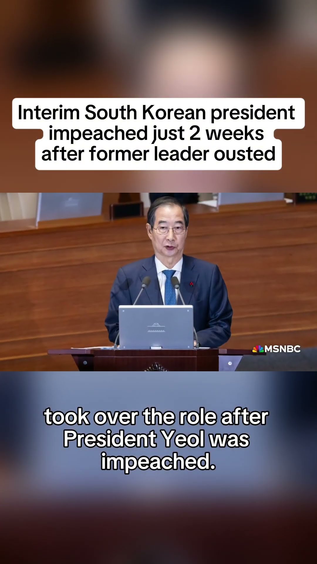 Interim South Korean president impeached