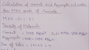 How to calculate Cement Sand Aggregate and water for M25 grade of concrete | M25 grade of concrete |