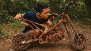 Full Restoration Abandoned Old Rusty Mini Dirt Bike - Restore abandoned 2-stroke off-road Minibike