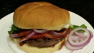 Juicy shredded steak burger - beef recipe