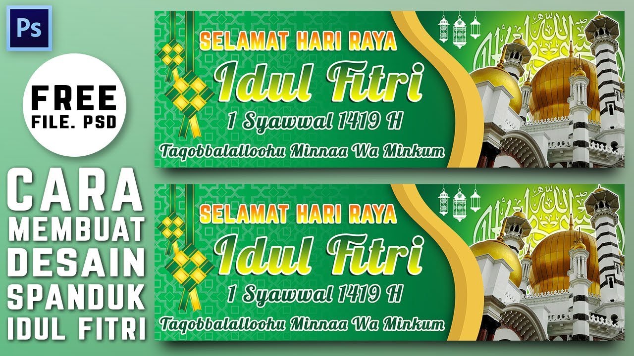 Cara membuat desain  spanduk  IDUL FITRI di  Photoshop  YouTube