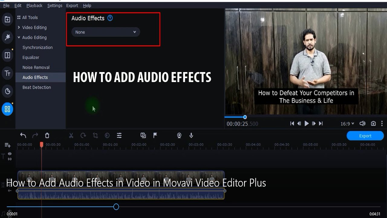 How to Add Audio Effects in Video in Movavi Video Editor Plus - YouTube