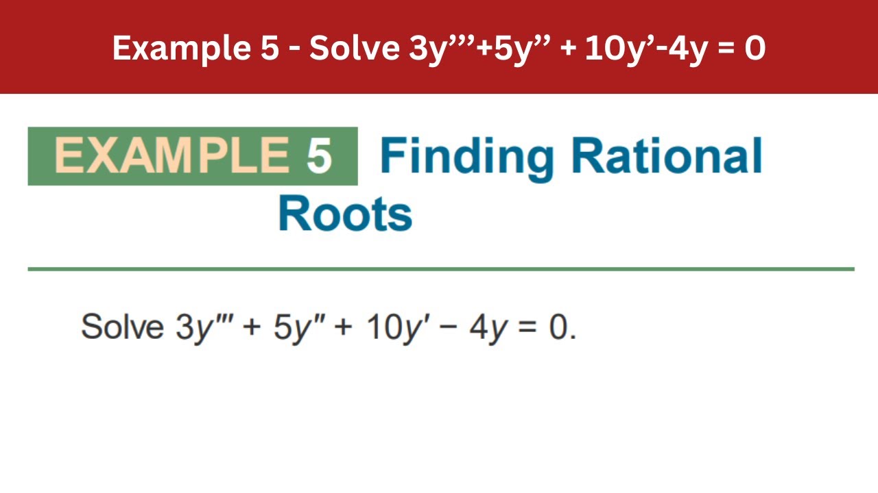 3.3 Example 5 | Solve 3y’’’+5y’’ + 10y’-4y = 0 | AEM 7th Edition - YouTube