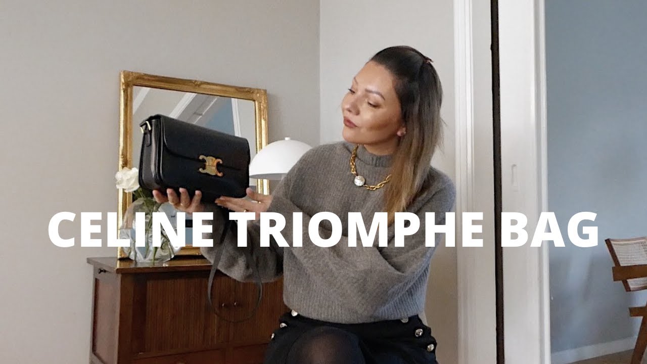 CELINE TRIOMPHE BAG REVIEW  Medium Black Shiny Calfskin 