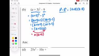 (2024) Assignment 5.3 Q5b - Factorisation of Quadratic Expression (Special Product)