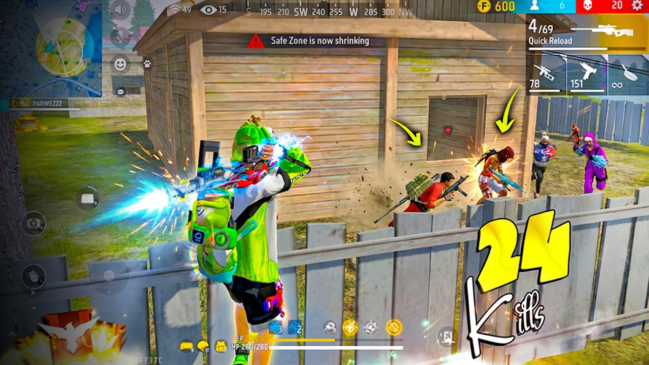 24 KILLS🔥SOLO VS SQUAD FULL GAMEPLAY 🤯 MP5 + AWM 99 LVL.🎯 - FREE FIRE MAX || PK GAMERS #freefire